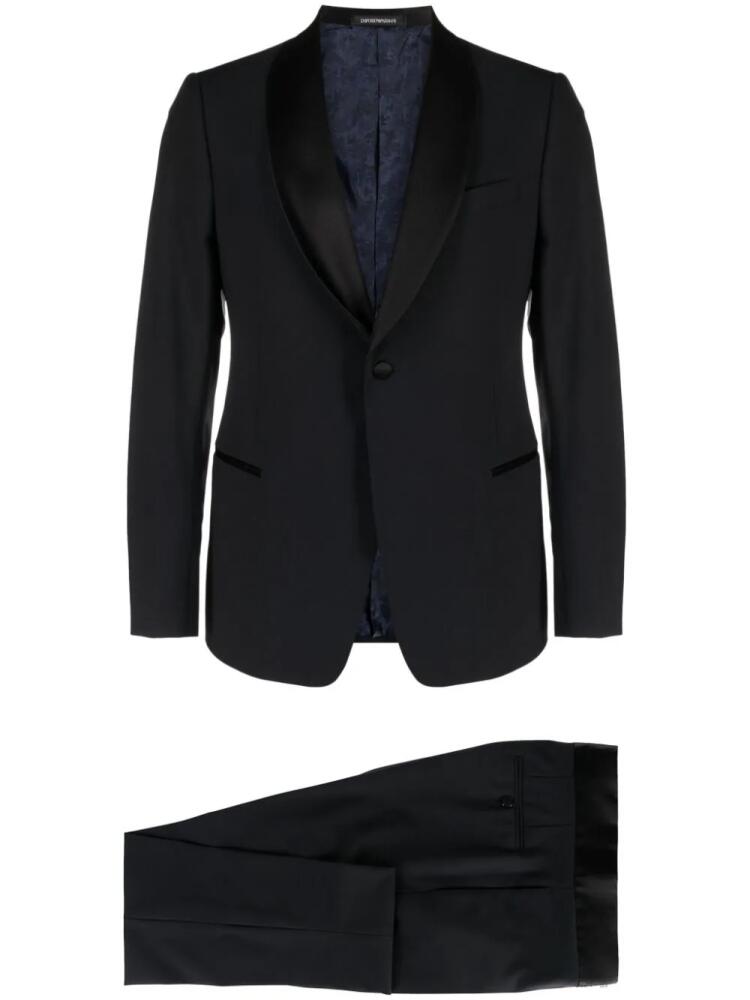 Emporio Armani single-breasted virgin wool blend suit - Blue Cover