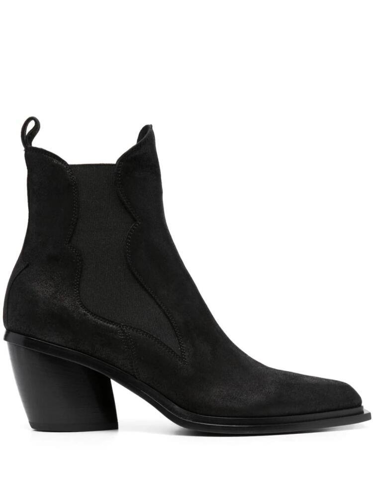 Sartore 70mm square-toe leather boots - Black Cover