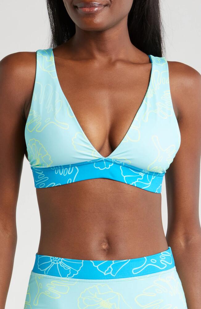 TomboyX Reversible Plunge Bikini Top in Keep Palm Cover