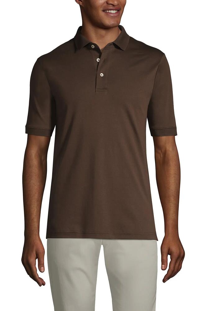 Lands' End Short Sleeve Cotton Supima Polo Shirt in Rich Coffee Cover