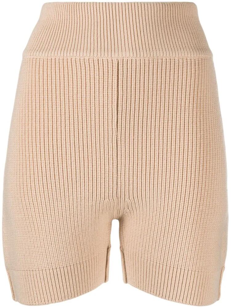 Patou ribbed-knit high-waisted shorts - Neutrals Cover