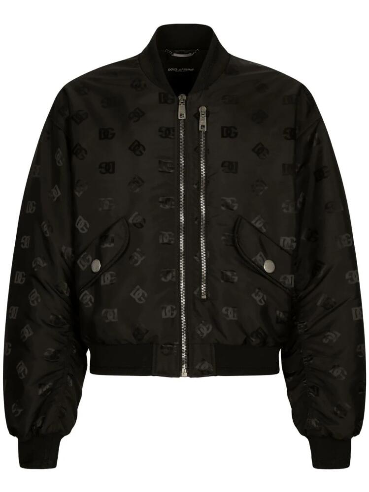 Dolce & Gabbana logo-tag satin bomber jacket - Black Cover