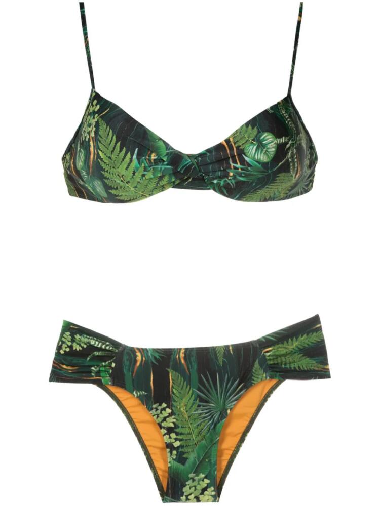 Lygia & Nanny Vitória twisted leaf-print bikini - Green Cover