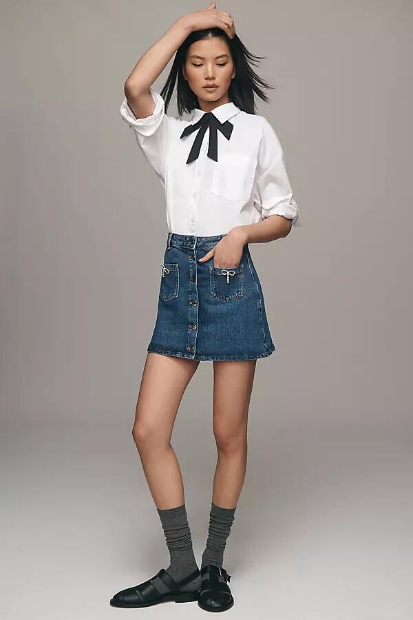 Maeve Denim Bow Mini Skirt Cover