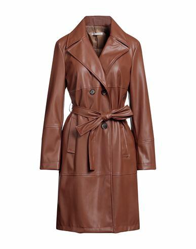 Biancoghiaccio Woman Overcoat & Trench Coat Tan Polyurethane, Polyester Cover