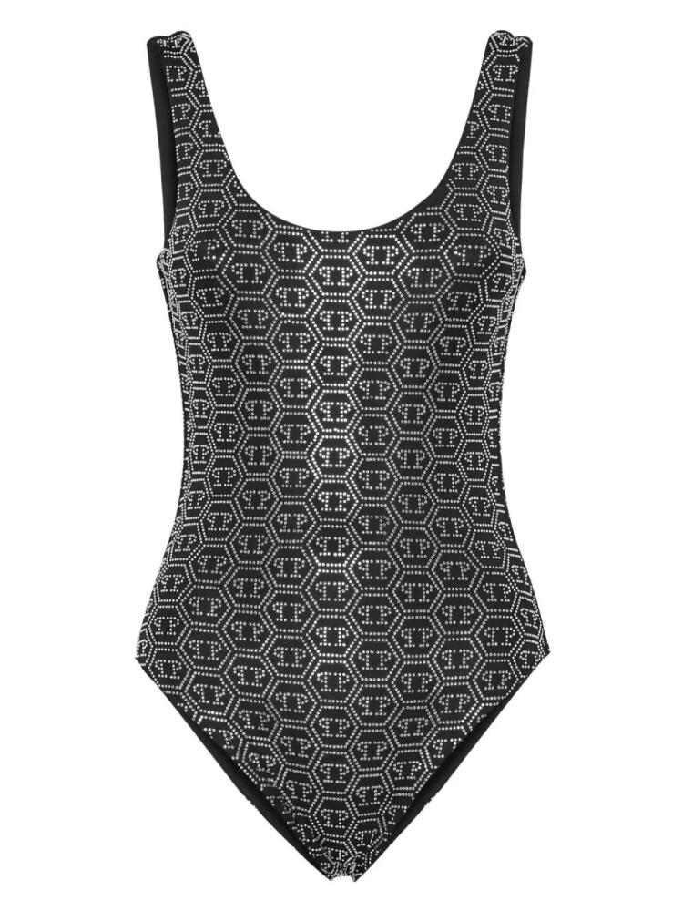 Philipp Plein embellished monogram swimsuit - Black Cover