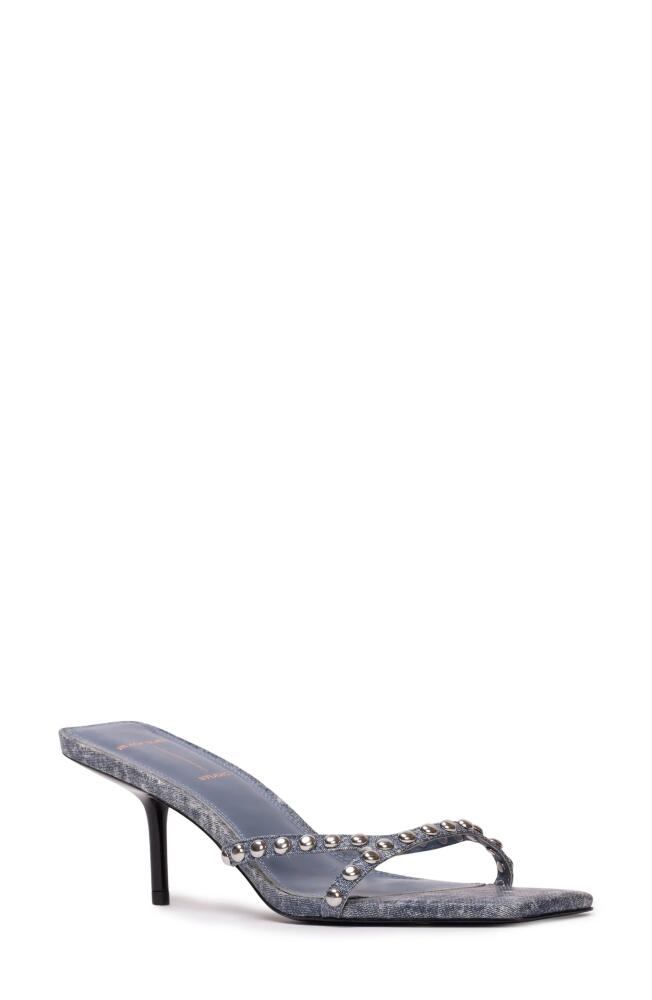 BLACK SUEDE STUDIO Leo Slide Sandal in Denim Blue Studs Cover