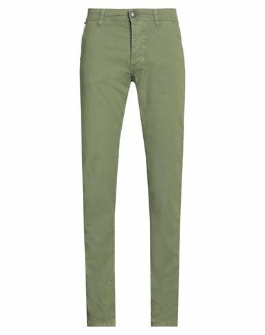 Isaia Man Pants Military green Cotton, Elastane Cover