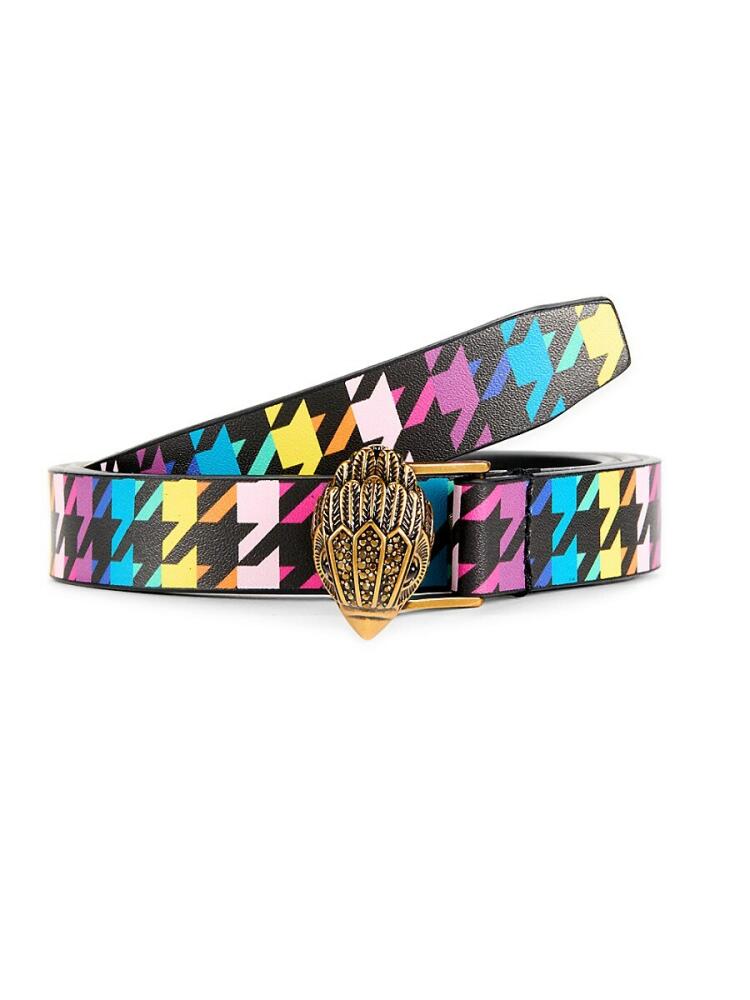 Kurt Geiger London Women's Eagle Buckle Rainbow Houndstooth Leather Belt - Rainbow Cover