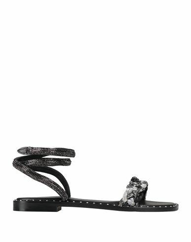 Cafènoir Woman Sandals Grey Soft Leather, Textile fibers Cover