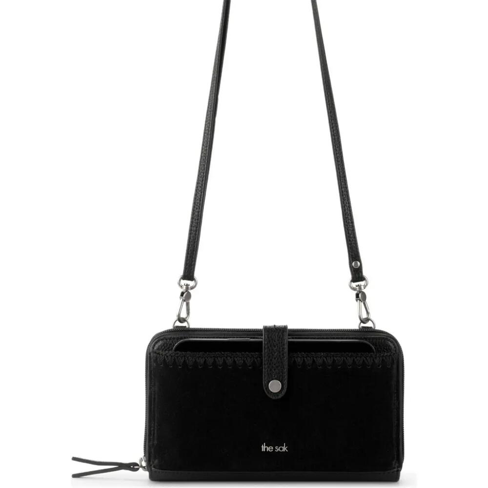 The Sak Iris Smartphone Crossbody in Black Suede Block Cover