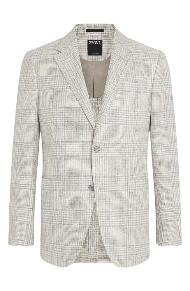 ZEGNA Fairway Crossover Glen Plaid Linen, Wool & Silk Sport Coat in Beige Cover