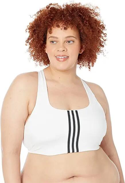 adidas Plus Size Training Medium Support Better 3-Stripes Bra (White) Women's Lingerie Cover