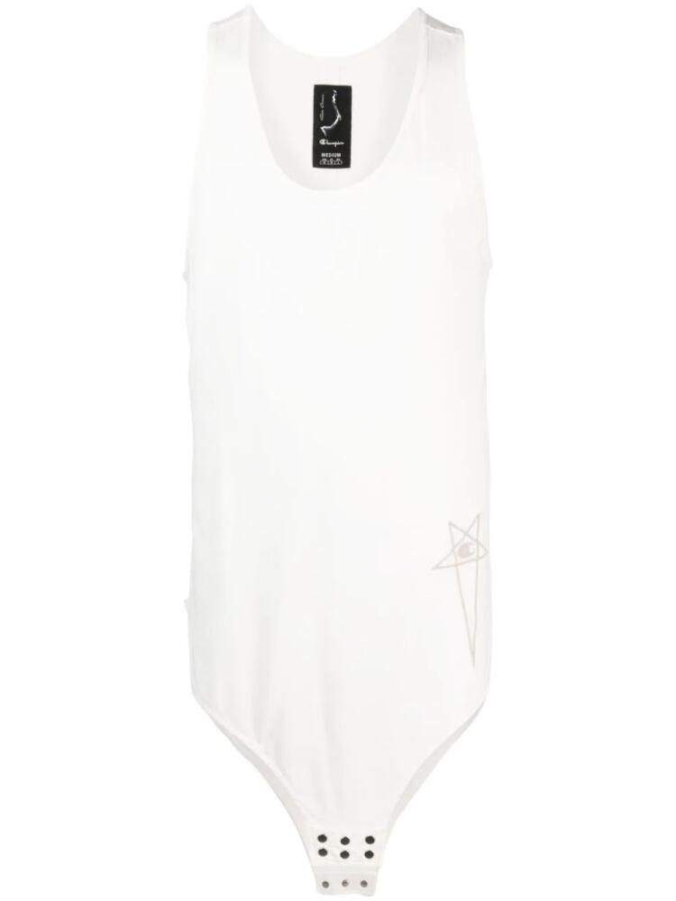 Rick Owens X Champion x Champion logo-embroidered cotton tank top - Neutrals Cover