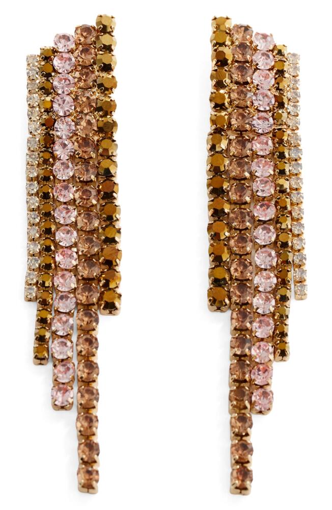 MANGO Crystal Fringe Drop Earrings in Gold Multi Cover