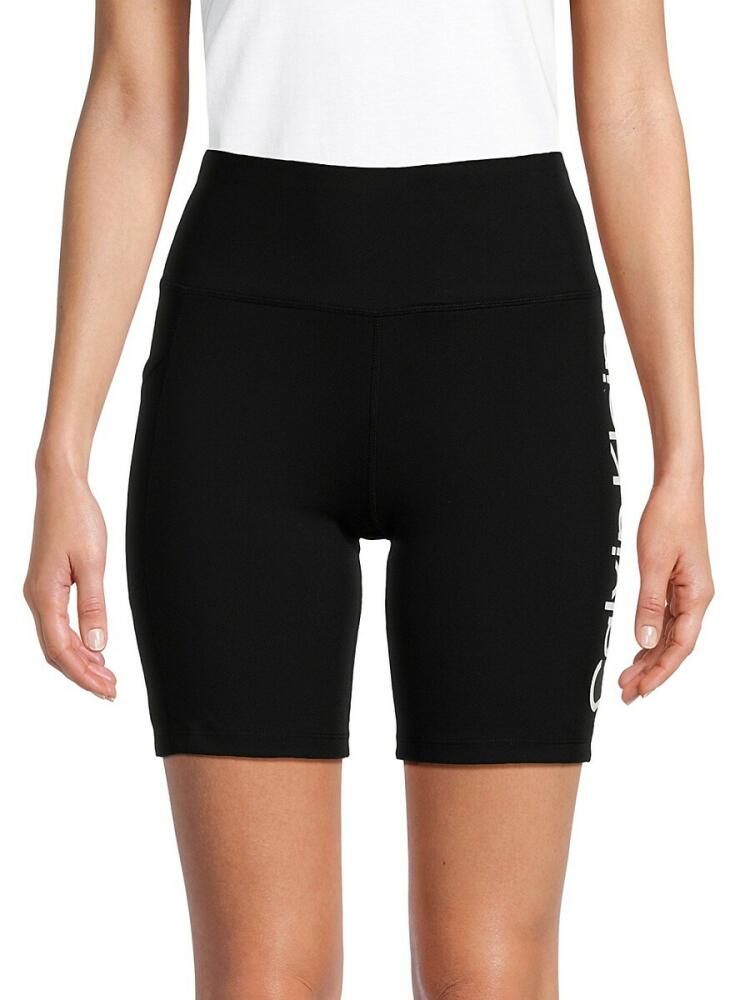 Calvin Klein Women's Logo Bike Shorts - Black White Cover