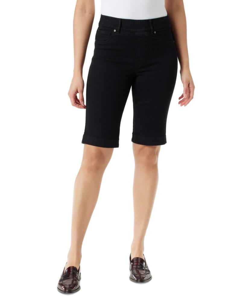 Gloria Vanderbilt Petite Shape Effect High Rise Pull On Denim Bermuda Shorts - Black Rinse Cover