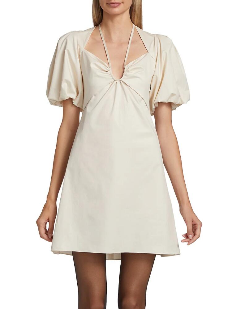 Frame Women's Tie-Neck & Puff-Sleeve Minidress - Beige Cover