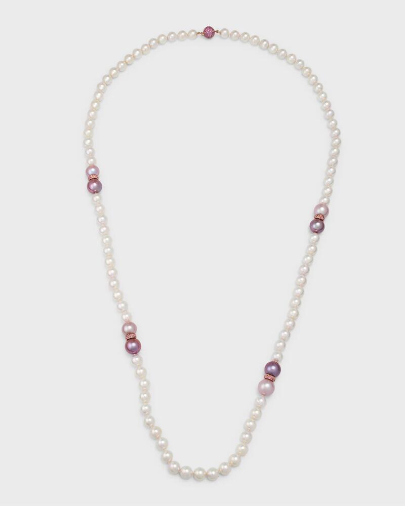 Belpearl 18K Rose Gold Pink Sapphire, Akoya and Kasumiga Pearl Necklace Cover