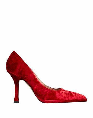 8 By Yoox Velvet Pointed-toe Pumps Woman Pumps Red Textile fibers Cover