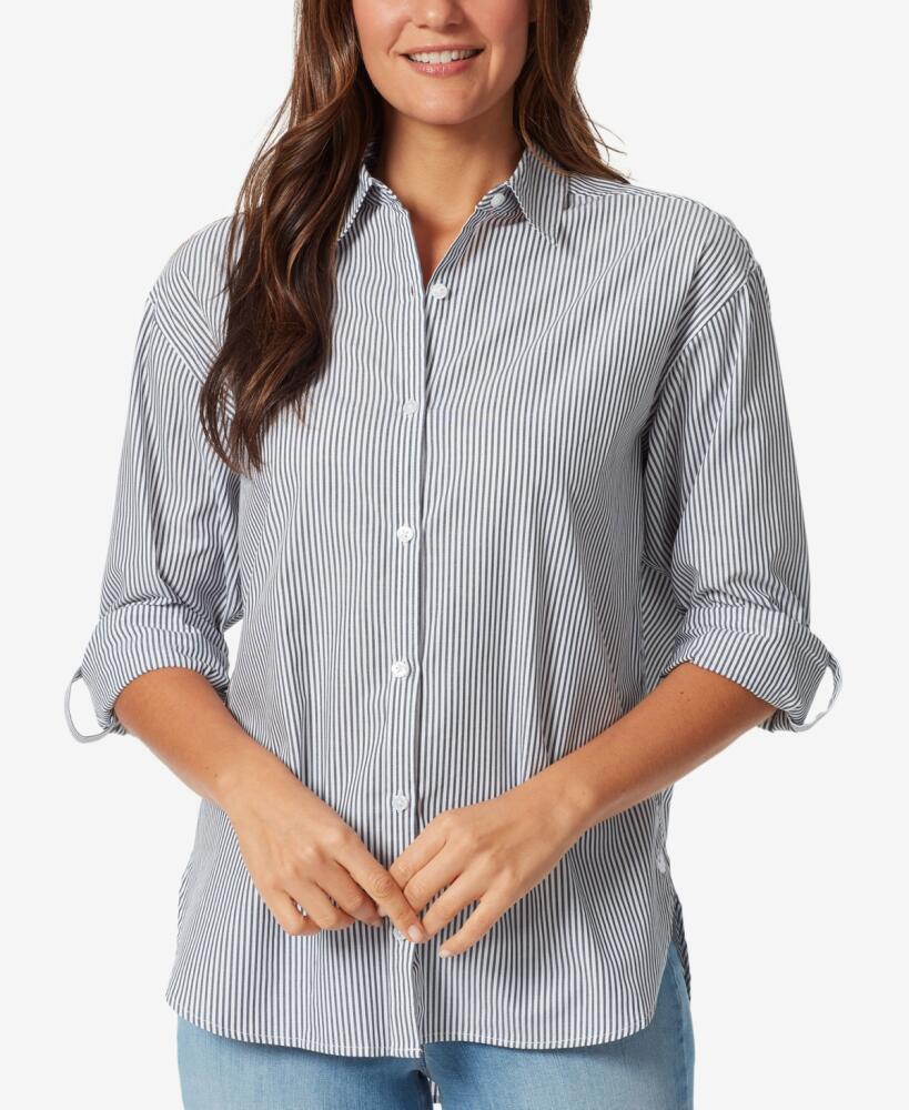 Gloria Vanderbilt Women's Amanda Button-Front Shirt - Marine Navy Stripe Cover