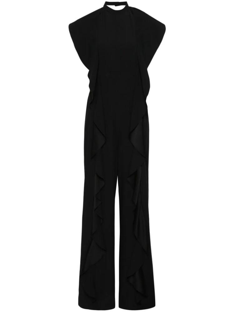 Alberta Ferretti ruffle-detail crepe jumpsuit - Black Cover