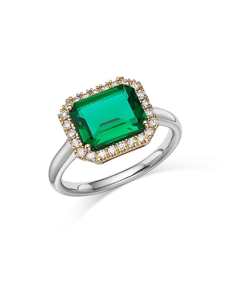 Bloomingdale's Fine Collection Emerald and Diamond Halo Ring in 14K Yellow & White Gold - Exclusive Cover