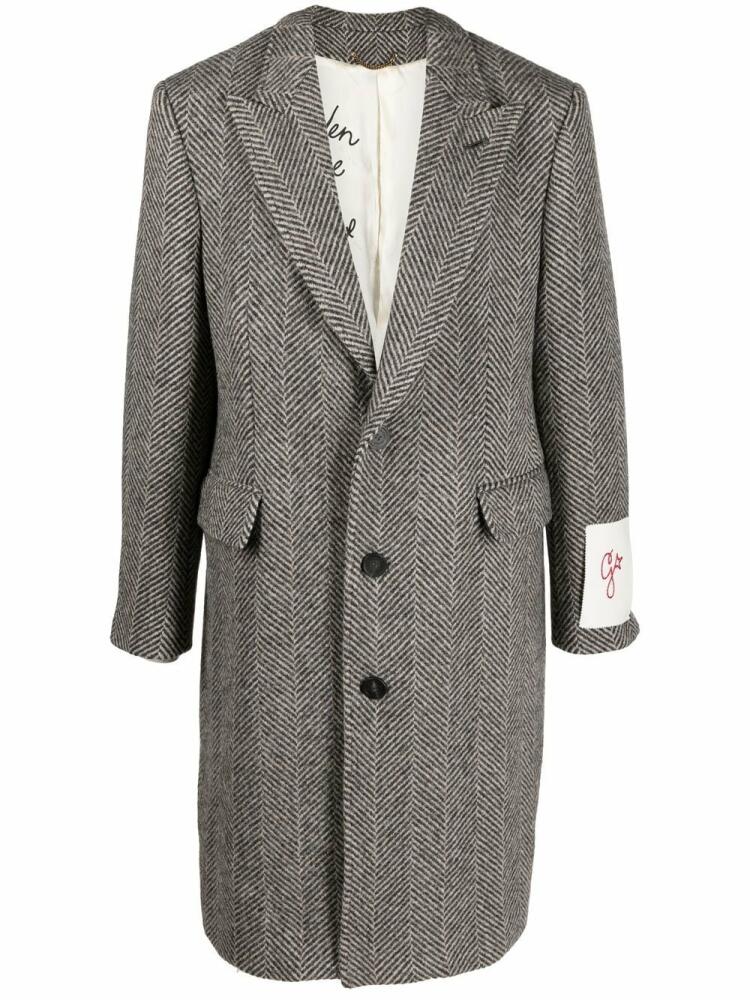 Golden Goose logo-patch single-breasted coat - Grey Cover