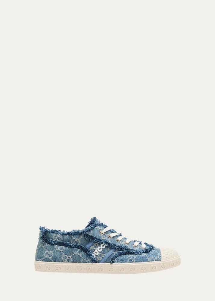 Gucci GG Frayed Denim Low-Top Sneakers Cover