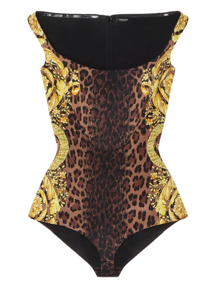 Versace Wild Barocco silk bodysuit - Brown Cover