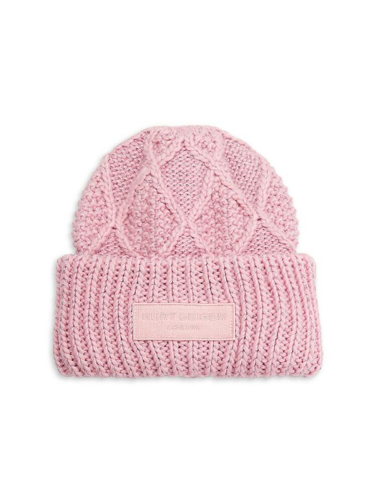 Kurt Geiger London Women's Cable Knit Logo Beanie - Light Pink Cover