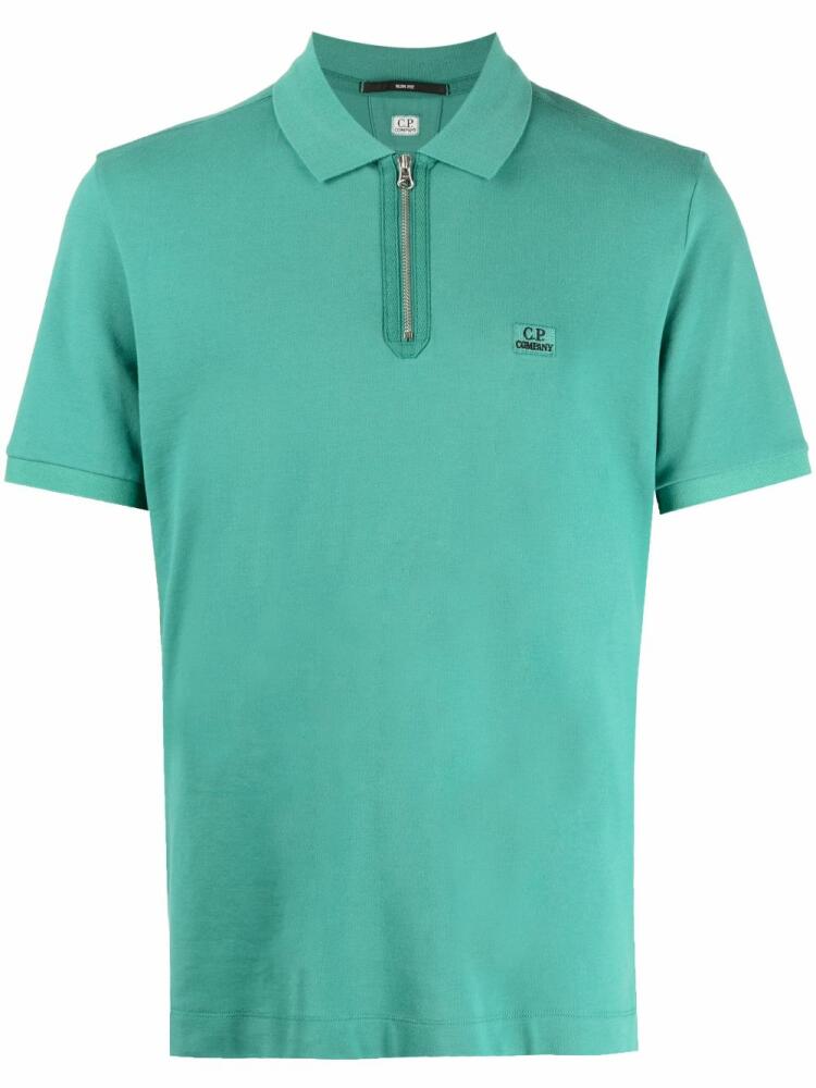 C.P. Company chest logo-patch polo shirt - Green Cover