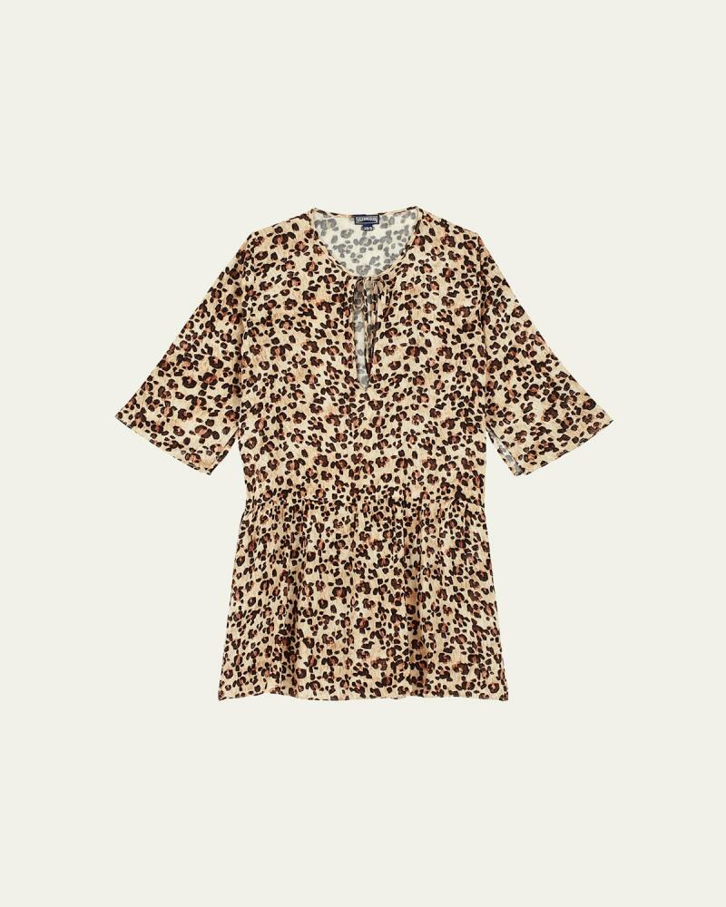 Vilebrequin Turtles Leopard Viscose Tunic Cover