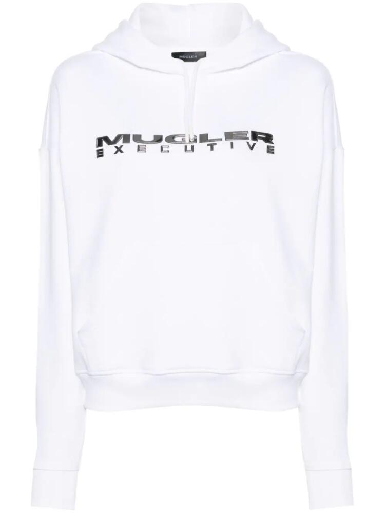 Mugler logo-appliqué hoodie - White Cover