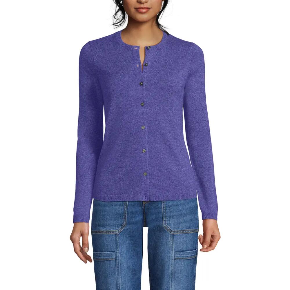 Lands' End Cashmere Cardigan Sweater in Rich Periwinkle Heather Cover