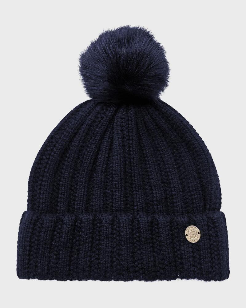 Bruno Magli Ladder Stitch Cashmere Beanie With Pom Cover