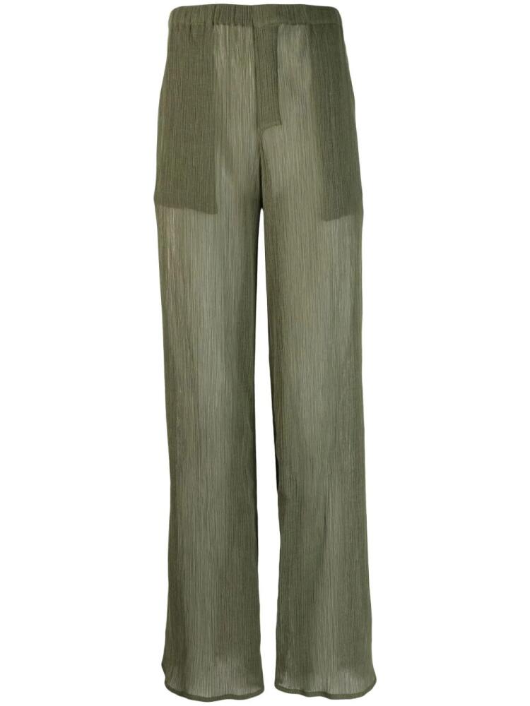 Ludovic de Saint Sernin semi-sheer elasticated trousers - Green Cover