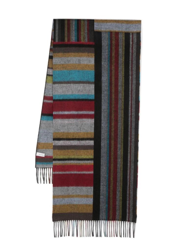 Paul Smith striped fringed scarf - Grey Cover