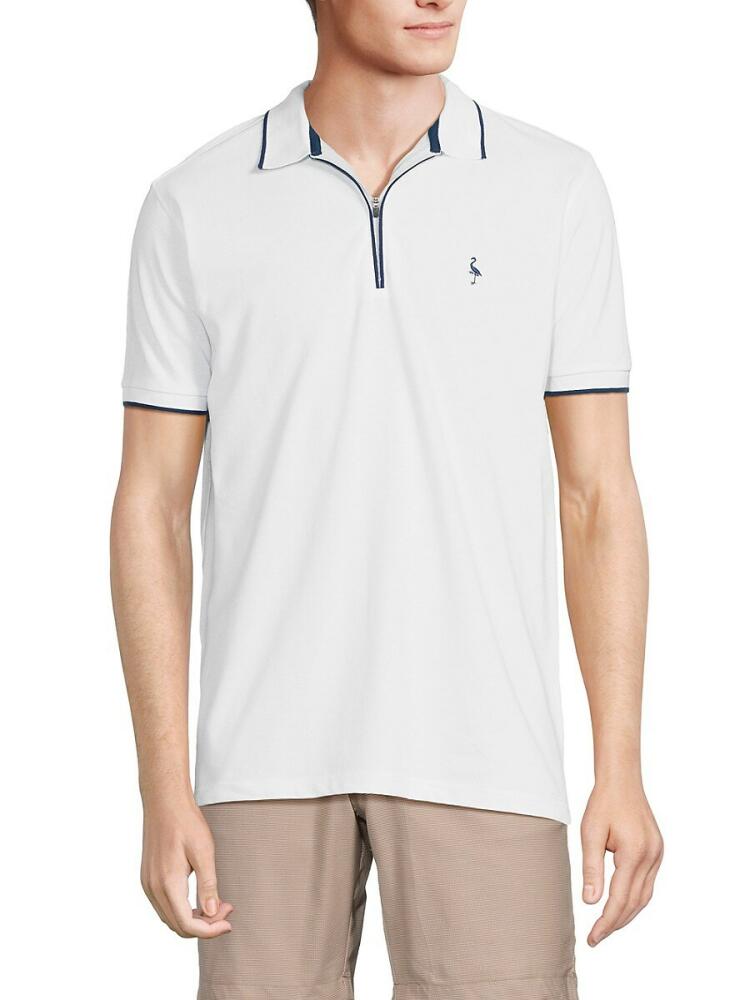 TailorByrd Men's Tipped Performance Zip Polo - White Dove Cover