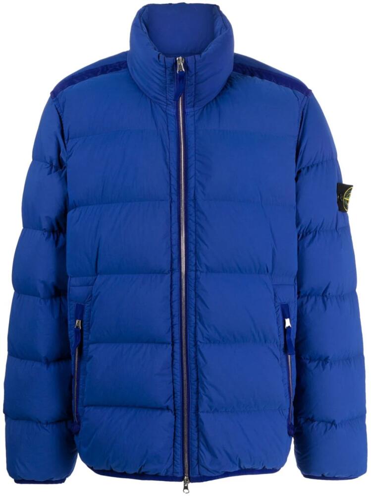 Stone Island Compass-appliqué quilted jacket - Blue Cover