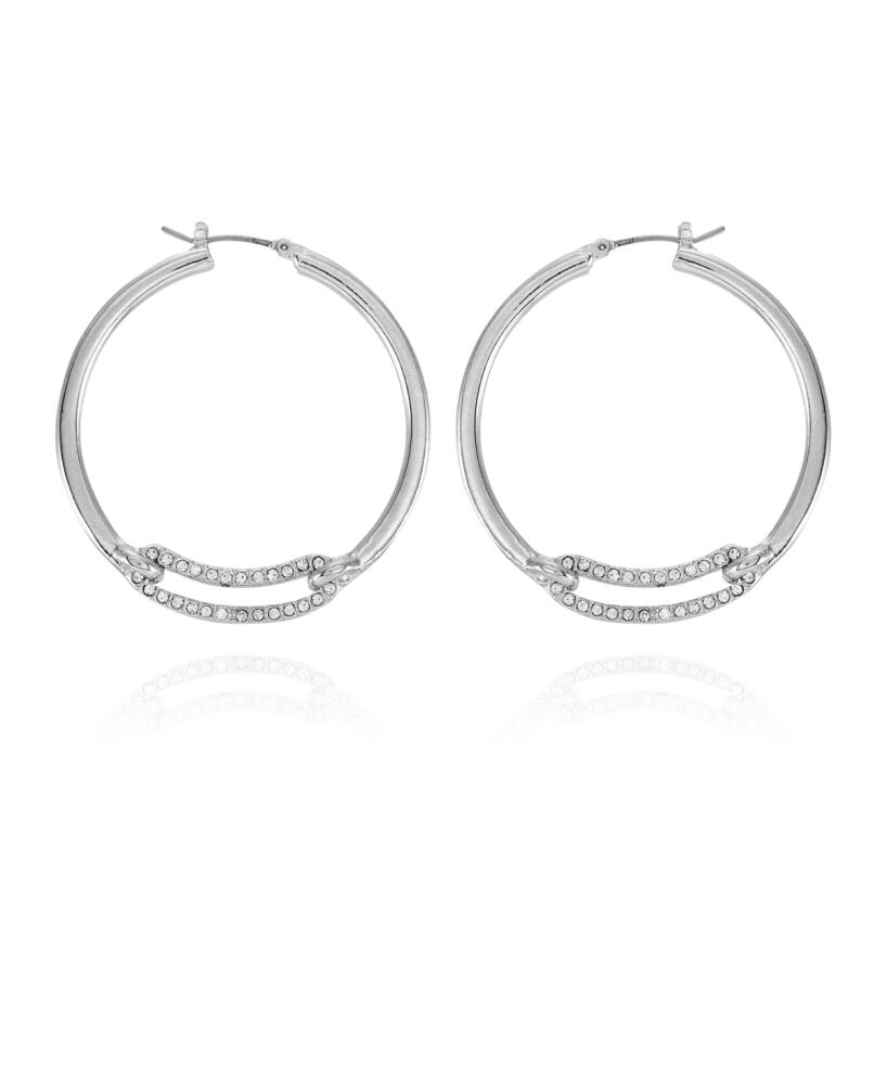 Vince Camuto Silver-Tone Clear Glass Stone Hoop Earrings - Silver Cover