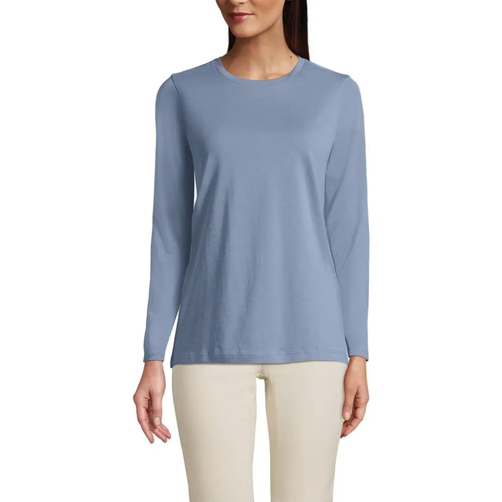 Lands' End Relaxed Supima Cotton Long Sleeve Crew Neck T-Shirt in Pale Slate Blue Cover