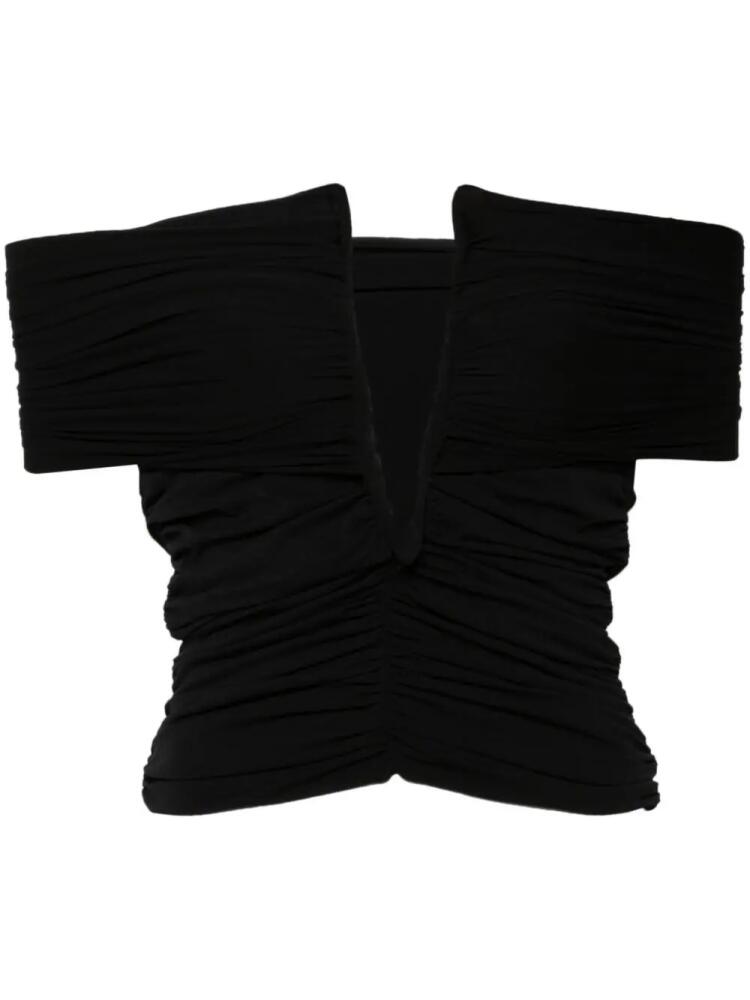 Magda Butrym ruched plunge wrap blouse - Black Cover