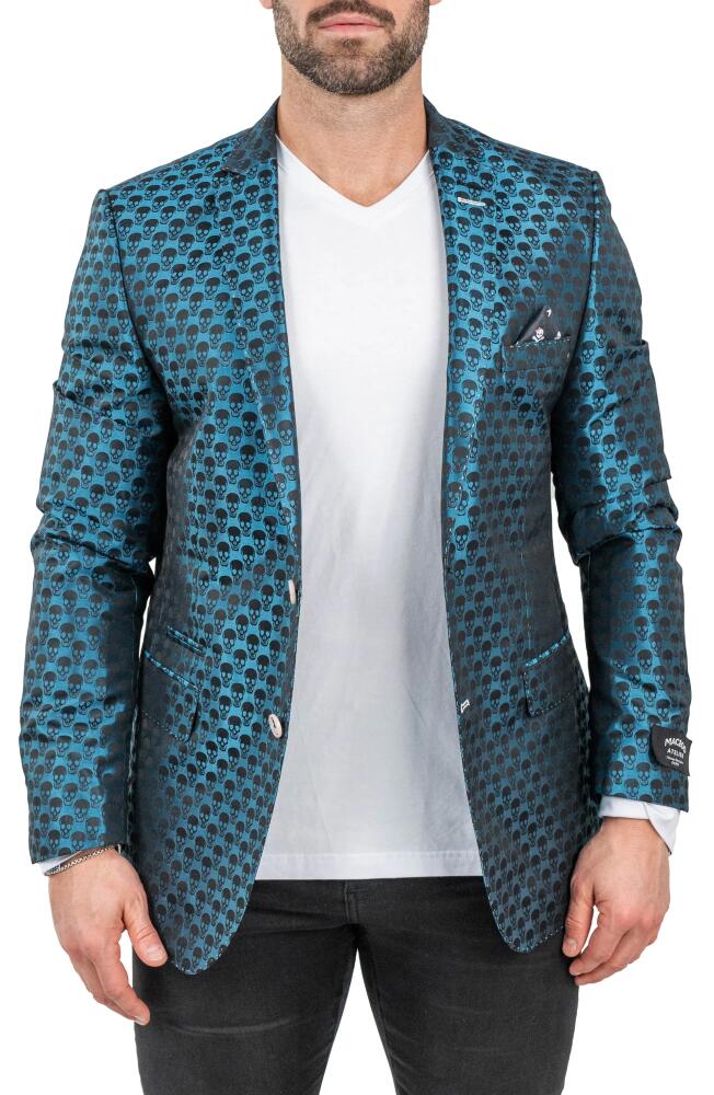 Maceoo Skullrepeat Blue Jacquard Blazer Cover