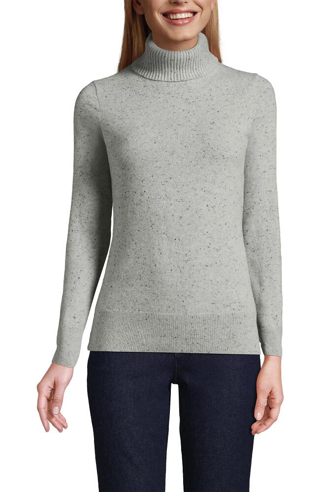 Lands' End Cashmere Turtleneck Sweater in Gray/black Donegal Cover