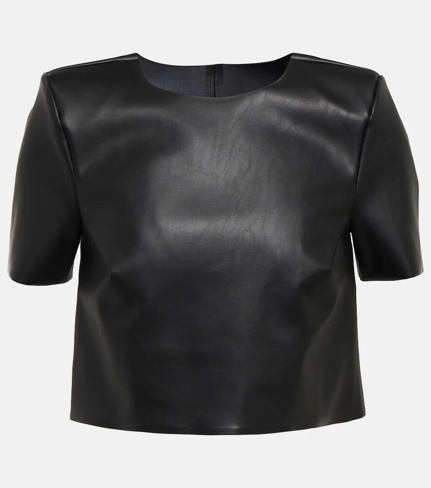 Wolford Faux leather cropped T-shirt Cover