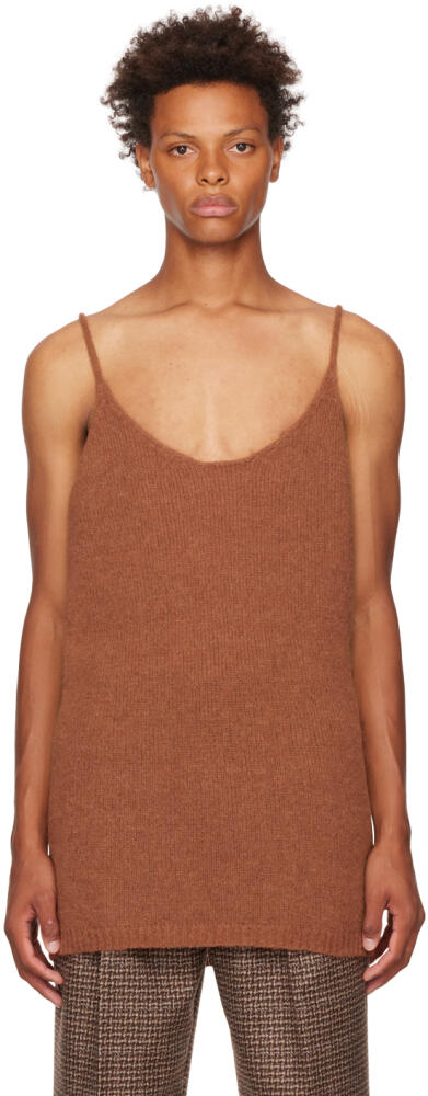 Dries Van Noten Brown Knit Tank Top Cover