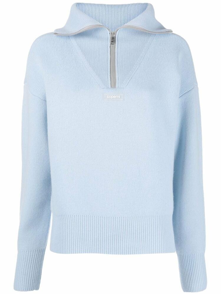 Coperni logo patch half-zip jumper - Blue Cover