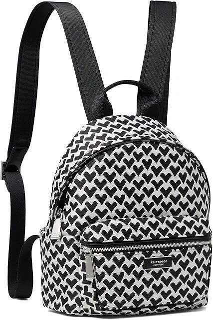 Kate Spade New York Sam Icon Modernist Hearts Jacquard Fabric Small Backpack (Cream Multi) Backpack Bags Cover