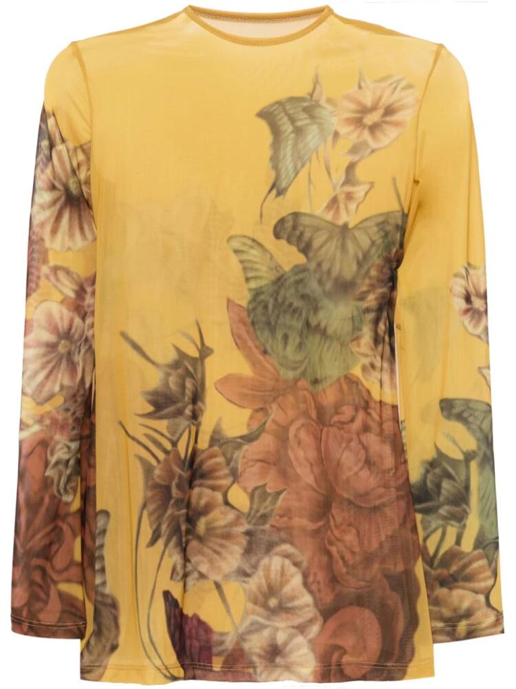 Alberta Ferretti floral-print T-shirt - Yellow Cover